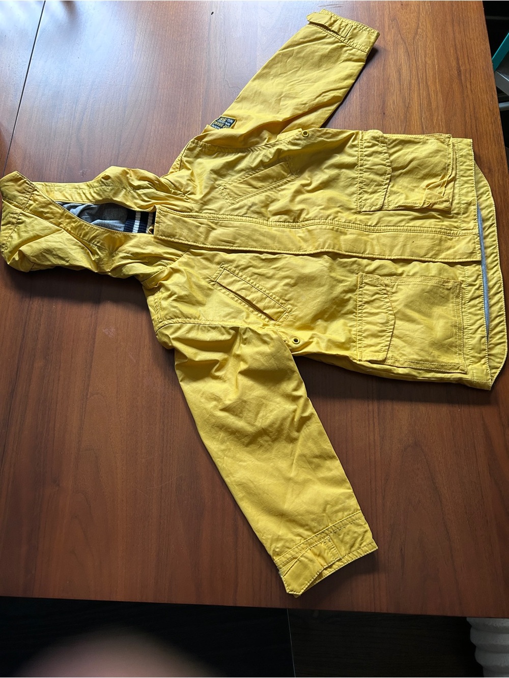 Baby Gap Toddler 5 Yellow Hooded Lightweight Lined Rain Jacket